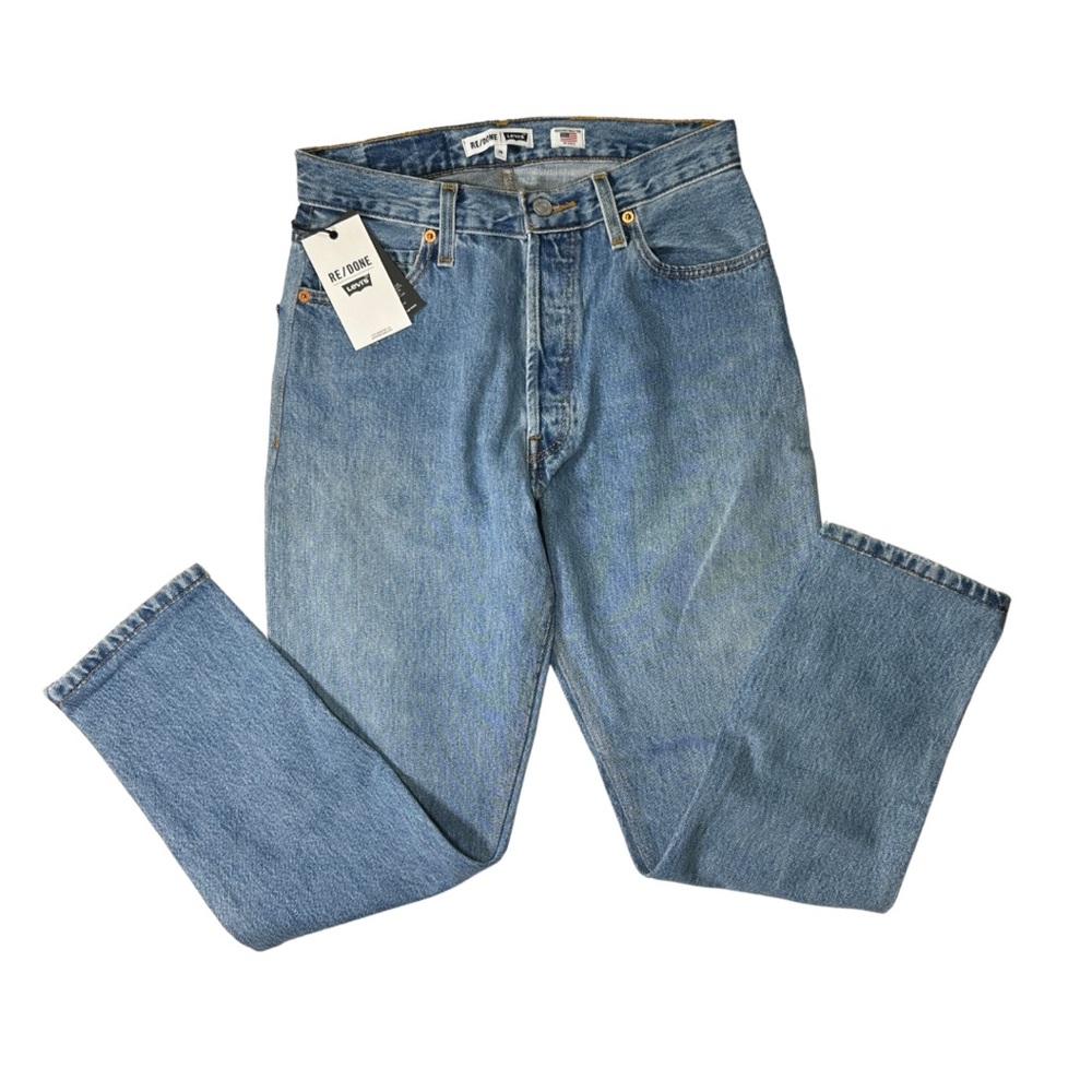 RE/DONE Levis Jeans High Rise Ankle Crop Mild Distressing Upcycled Denim 26 $350